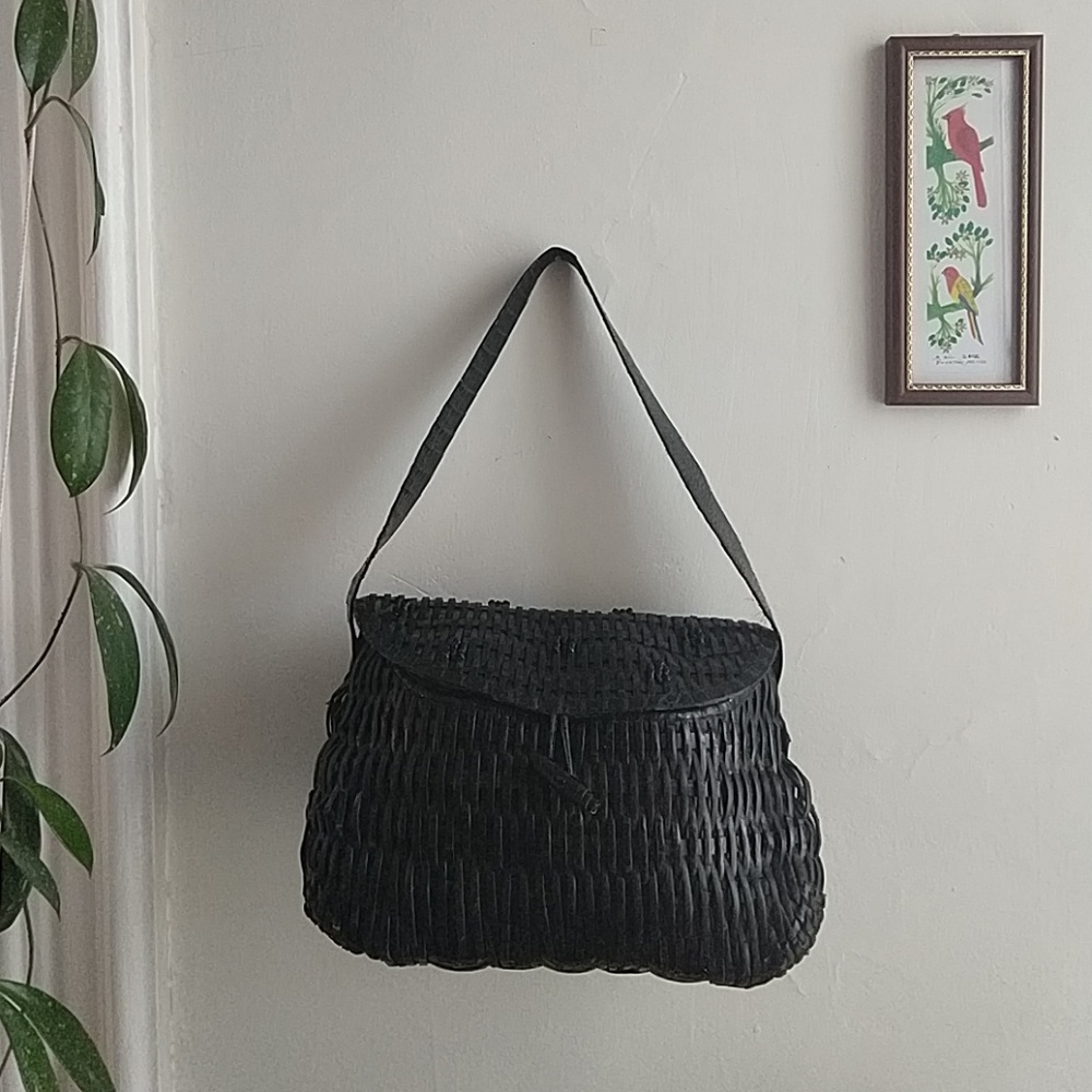 Nancy Gonzalez black woven Crocodile Shoulder bag